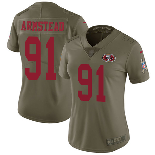 San Francisco 49ers Limited Olive Women Arik Armstead NFL Jersey 91 2017 Salute to Service